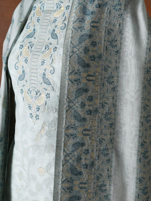 Unstitched Kantha Woven Suit Set - Aqua Blue-1